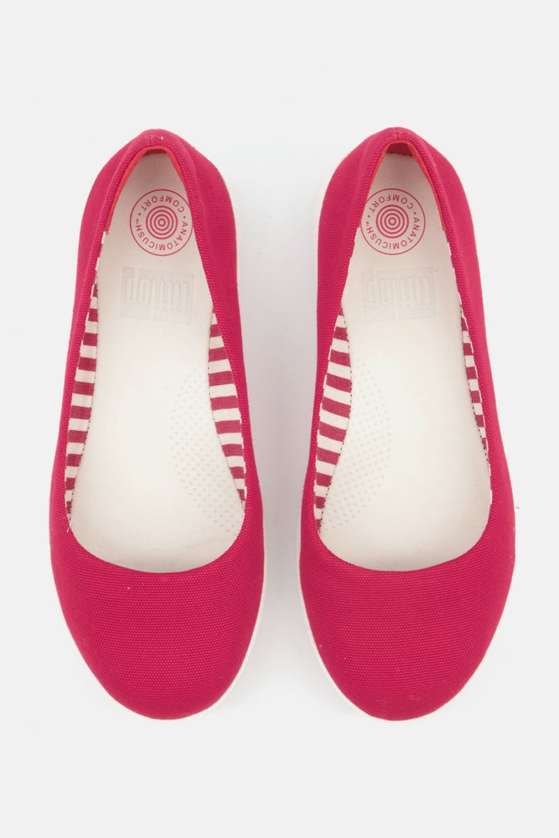 Kids Girl Slip On Ballerina Canvas Shoes, Red