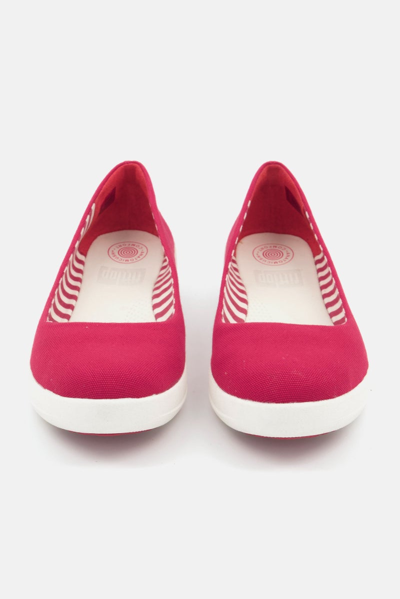 Kids Girl Slip On Ballerina Canvas Shoes, Red