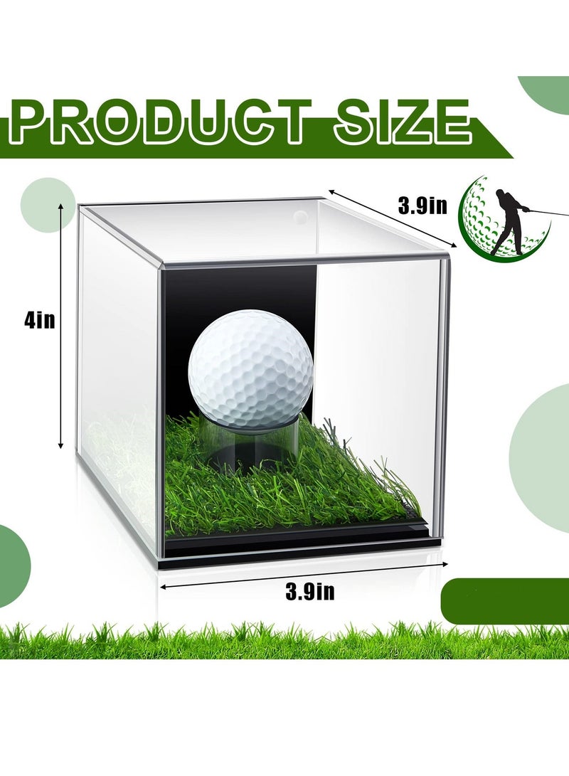 Golf Ball Display Case, Clear Acrylic Memorabilia Stand Cube Holder, Clear Display Box Square Display Holder Stand for Baseball Golf Ball Volleyball Enthusiasts Collectibles