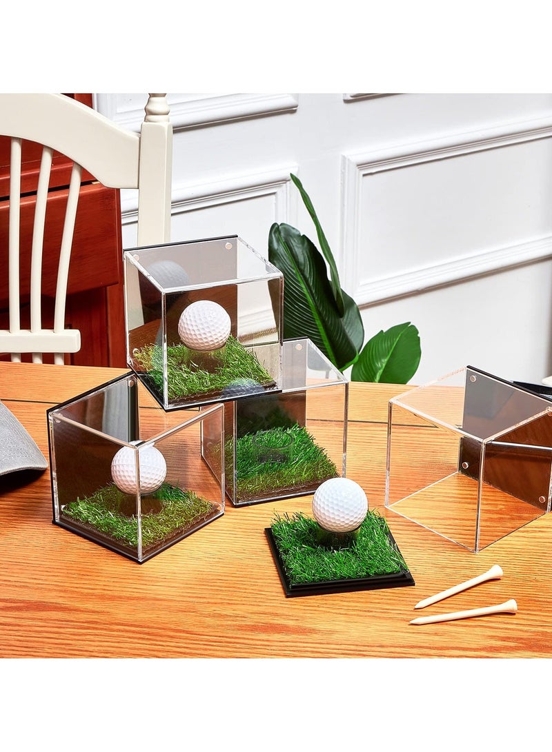 Golf Ball Display Case, Clear Acrylic Memorabilia Stand Cube Holder, Clear Display Box Square Display Holder Stand for Baseball Golf Ball Volleyball Enthusiasts Collectibles