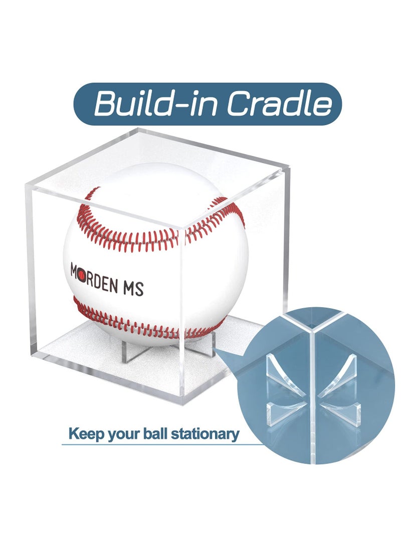 Baseball Display Case Acrylic Cube, Memorabilia Display Case for Single Ball, UV Protected Storage Box, Square Clear Baseball Stand, Sports Autograph Display Case Holder, Fits Official Size Ball