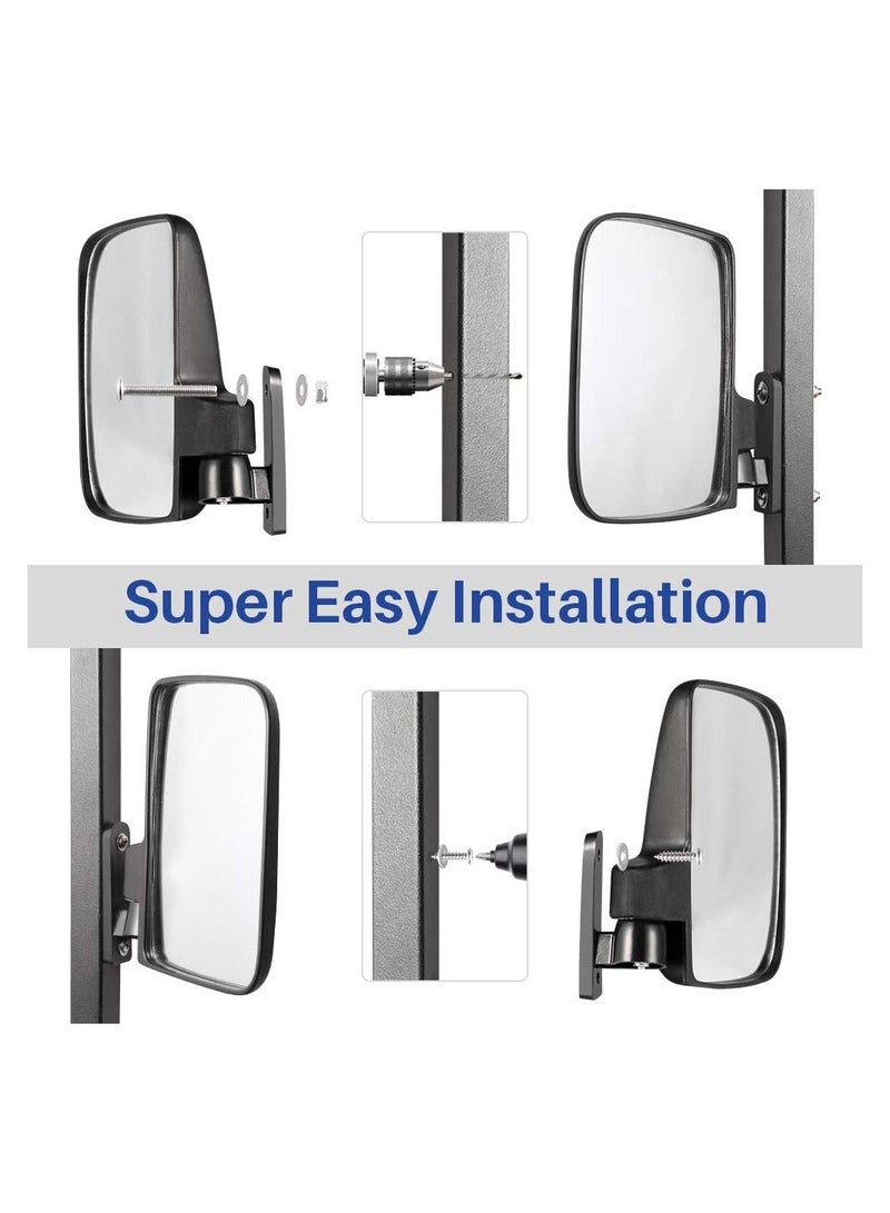 Golf Cart Mirrors Side View, Universal Golf Cart Side Mirror for, Golf Cart Folding Side View Mirrors  Club Car, EZGO, Yamaha, Star, Zone Carts, 2 Side Mirrors