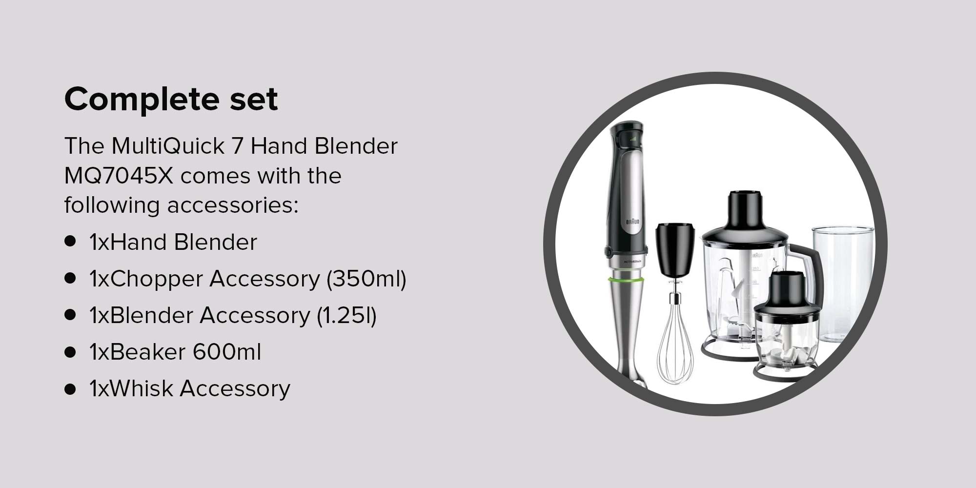 Portable Hand Blender 1000W MQ7045X Silver/Black/Green