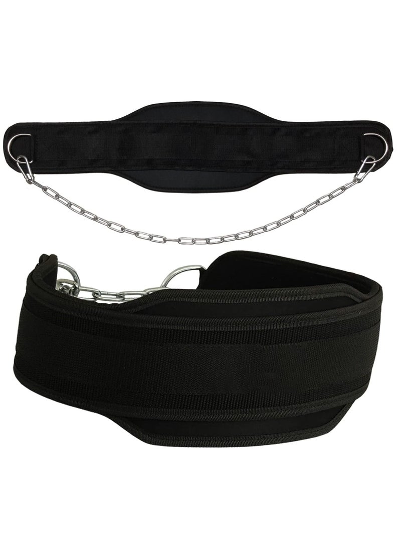 Weight Lifting Belt, Chain Fitness Dip Belt for Weightlifting Neoprene Support Weighted Pull Up Belt With Heavy Duty Steel Chain for Men Added Weight Training, Squat, Deadlift, Bodybuilding
