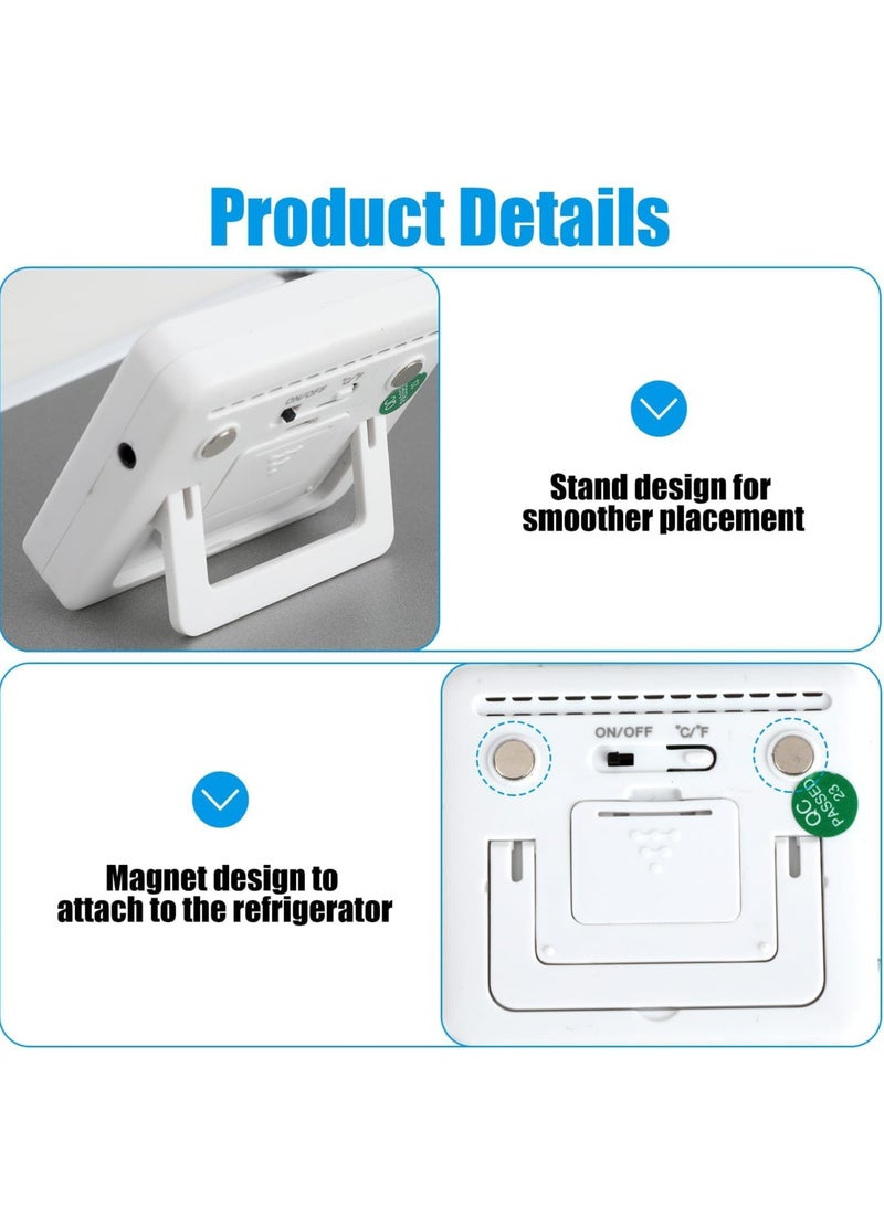 Digital Freezer Thermometer with External Sensor, LCD Display, High/Low Temperature Alarm, ℃/℉ Switchable, Magnetic Refrigerator Thermometer for Home