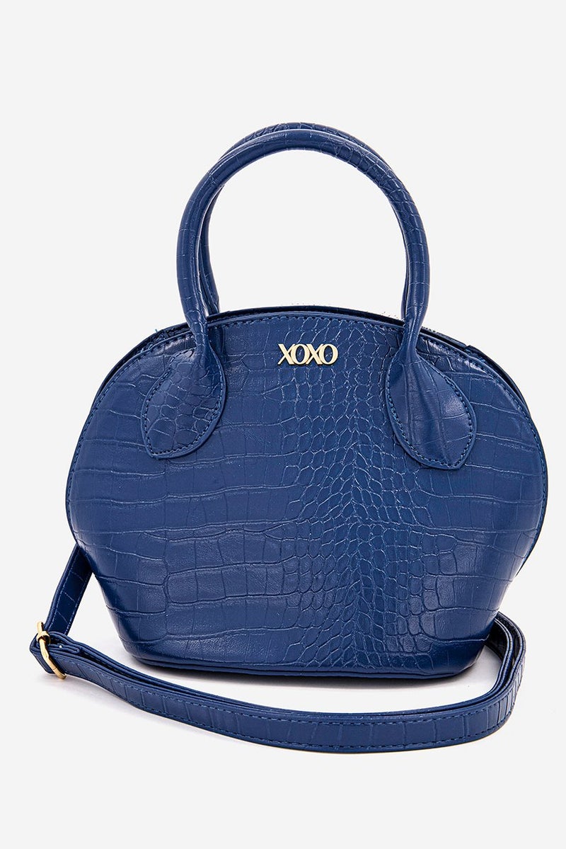 Women Bucket Satchel Bag 20 H x 20 L x 15 W cm, Navy