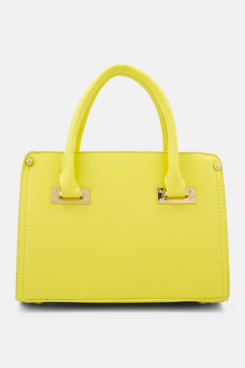 Women Brand Logo Tilda Satchel Bag 27 H x 26 L x 9 W cm, Lemon Yellow