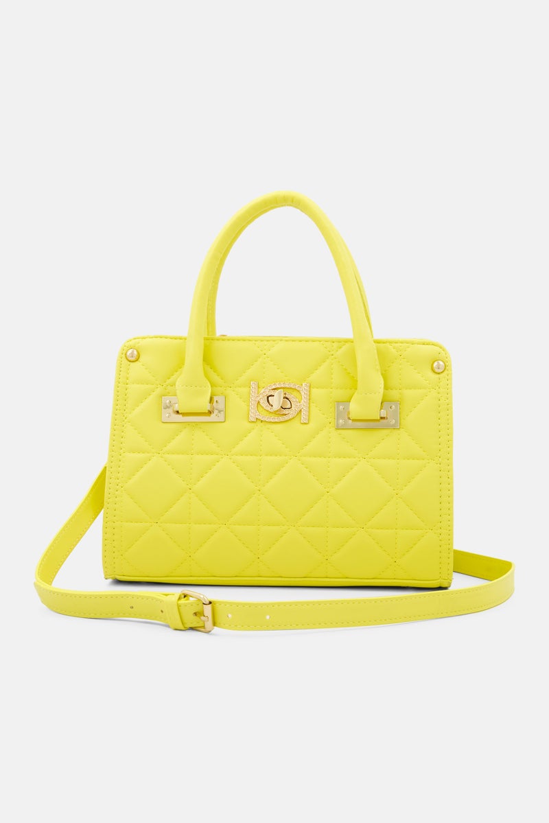 Women Brand Logo Tilda Satchel Bag 27 H x 26 L x 9 W cm, Lemon Yellow