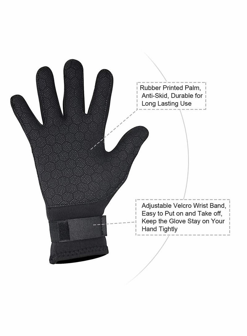 Water Gloves, 3mm & 5mm Neoprene Five Finger Warm Wetsuit Winter Gloves for Scuba Diving Snorkeling Paddling Surfing Kayaking Canoeing Spearfishing Skiing