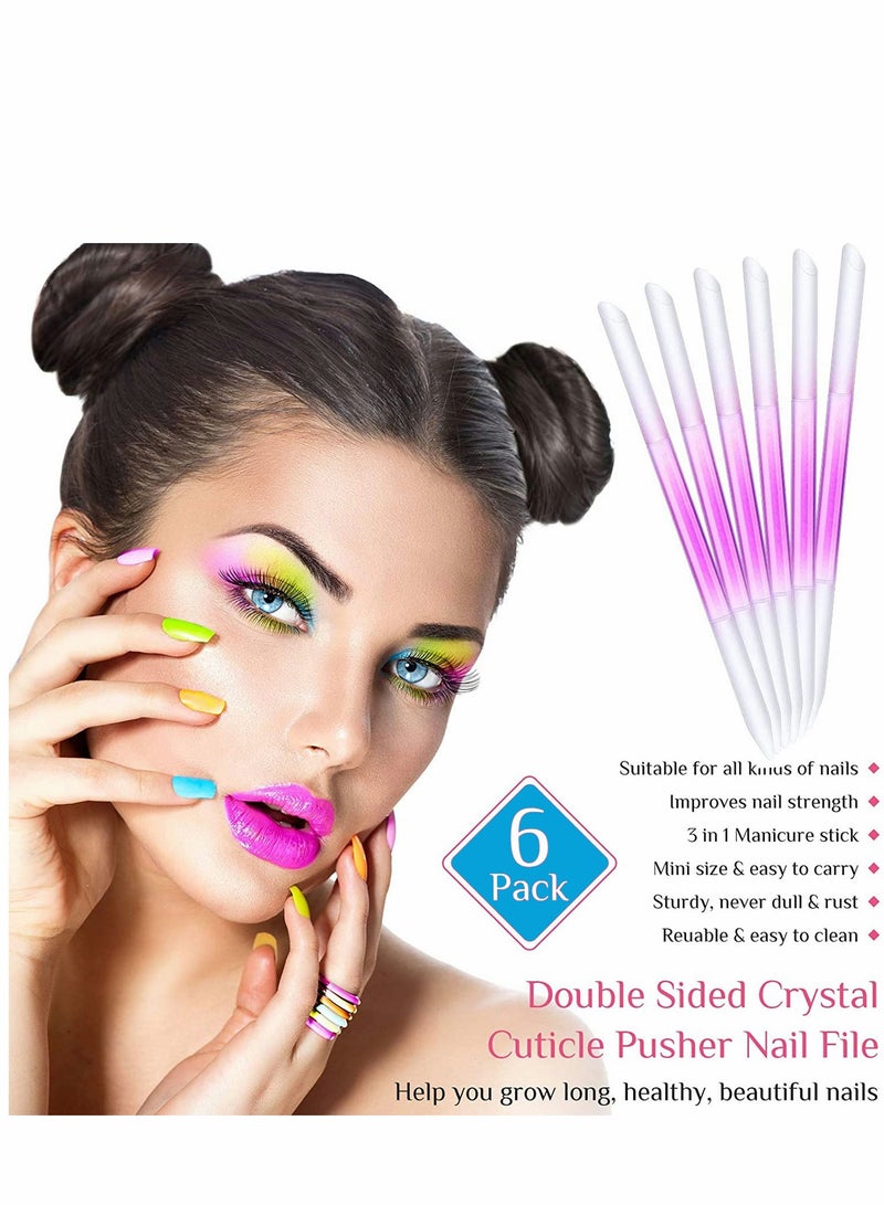 6-Piece Glass Cuticle Pusher Set - Double-Sided Trimmer & Filing Tool for Nail Salons, Home Manicures, Perfect for Women & Girls