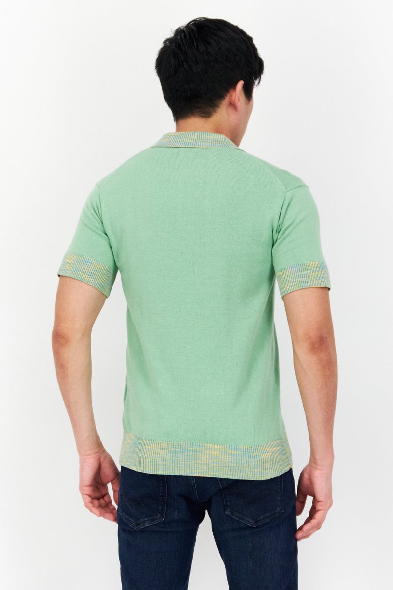 Men Regular Fit Short Sleeve Printed Polo Shirt, Green Combo
