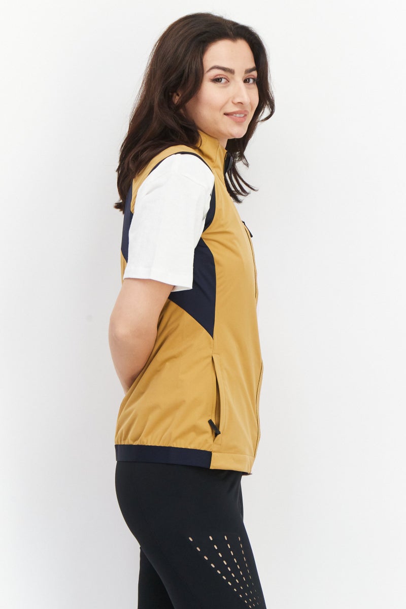 Women Sportswear Fit Sleeveless Training Vest, Brown Combo