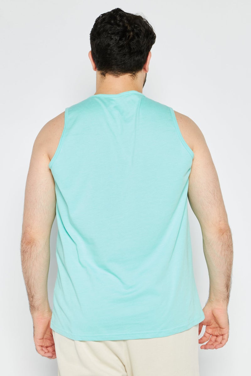 Men Sportswear Fit Sleeveless Training Vest, Mint Green