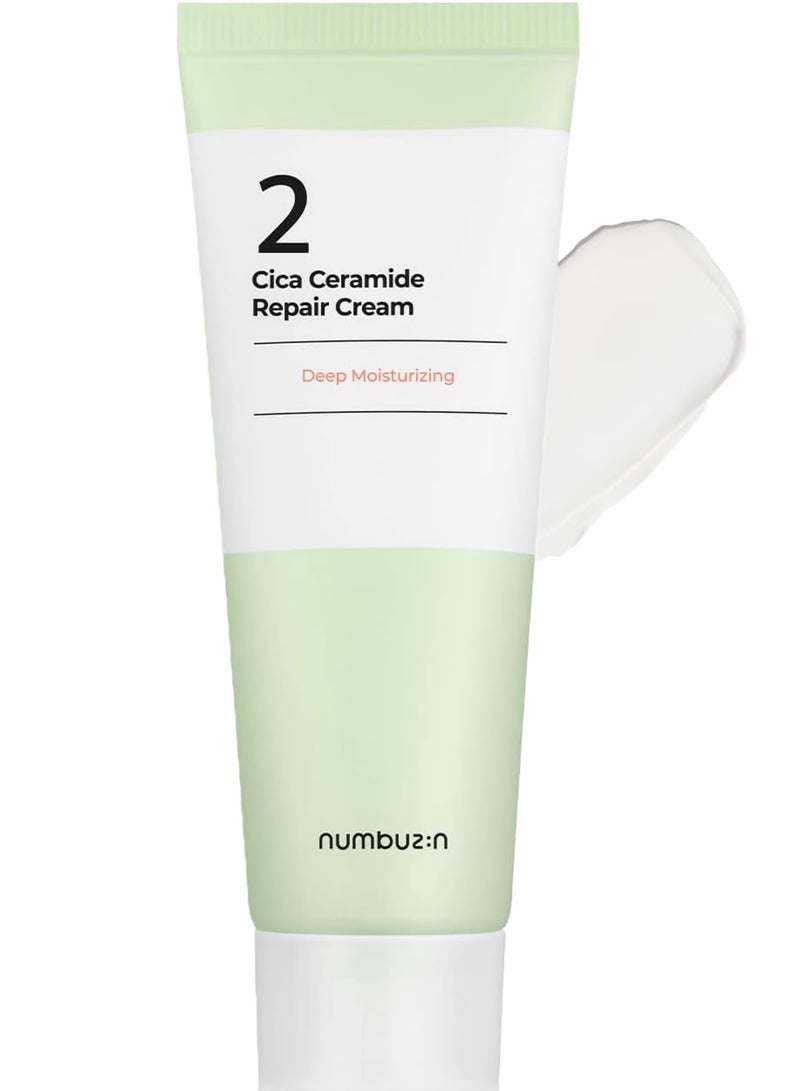 Numbuzin No.2 Cica Ceramide Repair Cream - 2.02 Fl Oz | Intensive Facial Moisturizer with Centella Asiatica and Real Ceramide for Strengthening Skin Barrier and Restoring Moisture, Korean Skincare