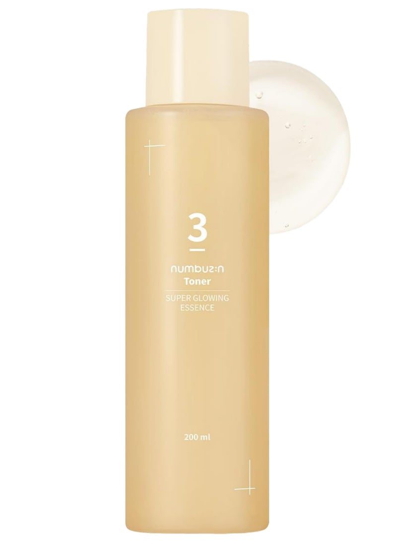 Numbuzin No.3 Super Glowing Essence Toner - Radiance-Boosting Toner with Fermented Ingredients, Niacinamide, and Galactomyces for Luminous Skin,Korean Skincare,200ml