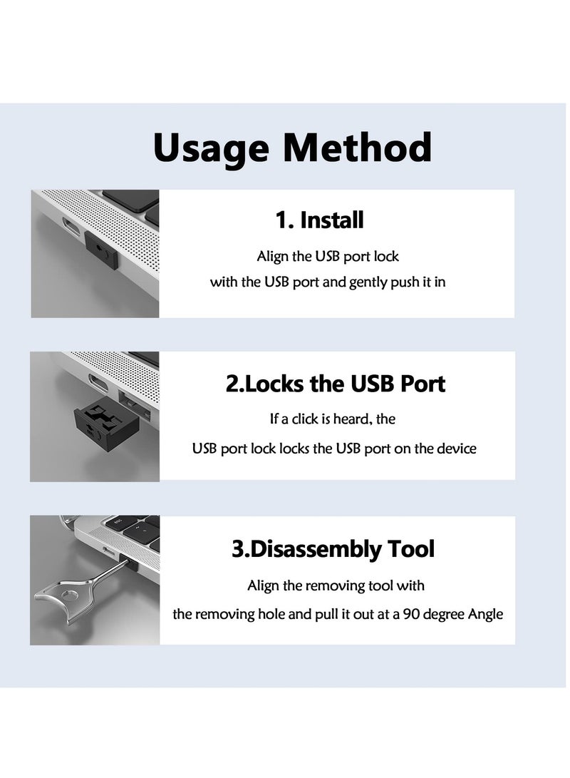 10 Pcs USB-A Port Blocker with Key, Locking Dust Cap Female Port Plug Protector, Compatible with USB A Ports, Computers, TVs, Routers, Green