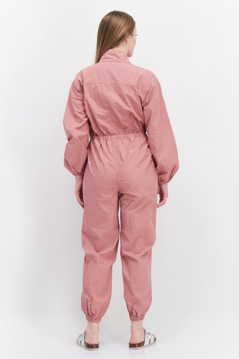 Women Plain Long Sleeves Jumpsuits, Light Pink