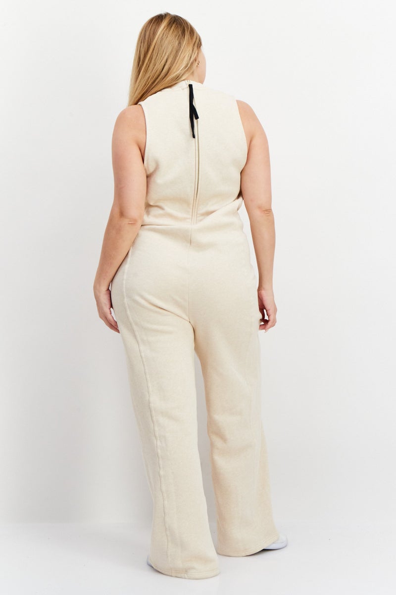 Women Sportswear Fit Sleeveless Outdoor Jumpsuit, Biege