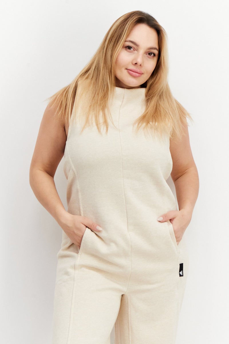 Women Sportswear Fit Sleeveless Outdoor Jumpsuit, Biege