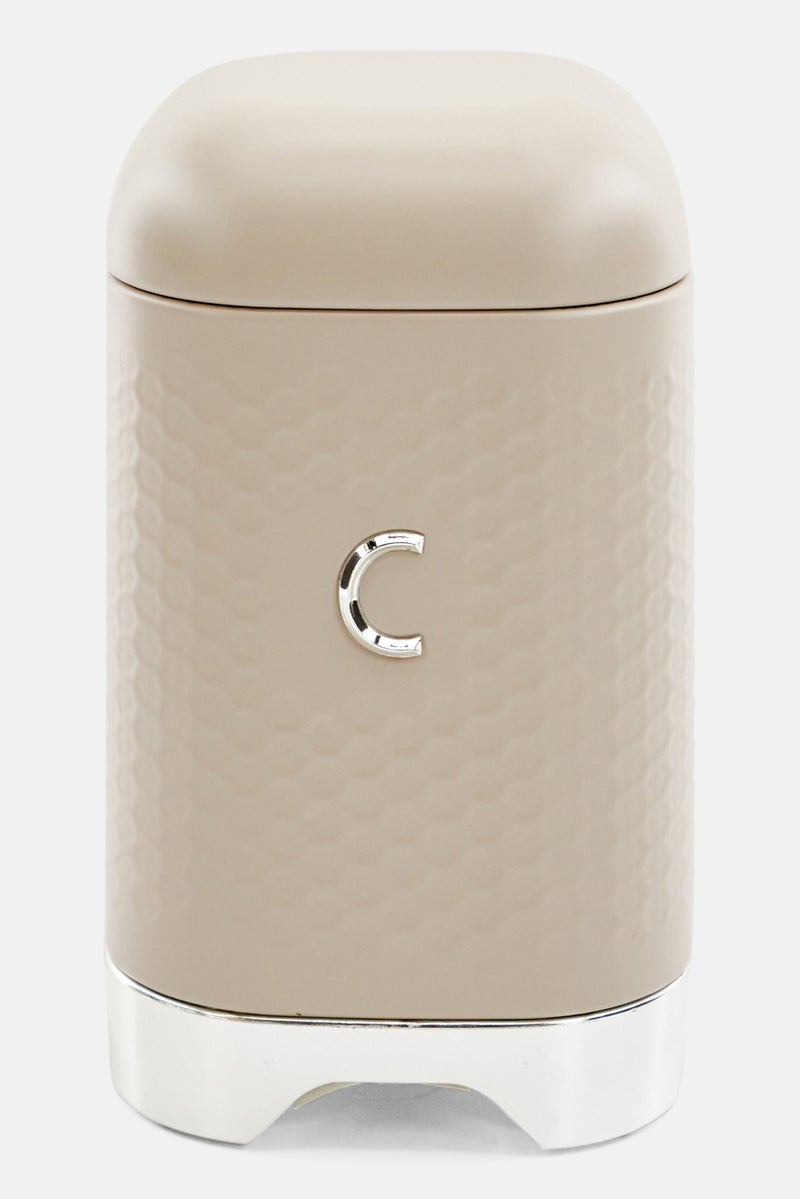 Textured Latte Cream Coffee Canister, Grey/Silver