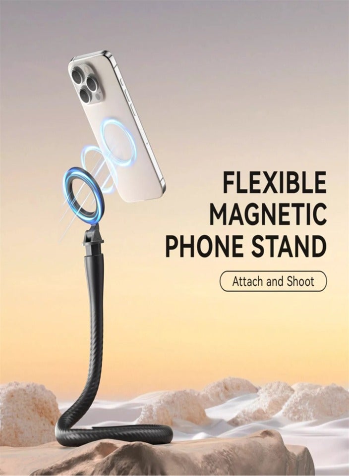 TELESIN Flexible Magnetic Monkey Tail Phone Selfie Stick Holder For Shopping, Treadmill, Stroller Portable Magnetic Safety Stand Selfie Stick, Compatible With Iphone/Android/Go Pro, Etc