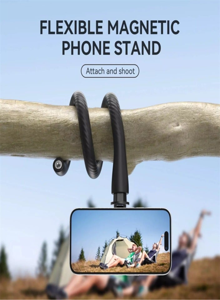TELESIN Flexible Magnetic Monkey Tail Phone Selfie Stick Holder For Shopping, Treadmill, Stroller Portable Magnetic Safety Stand Selfie Stick, Compatible With Iphone/Android/Go Pro, Etc