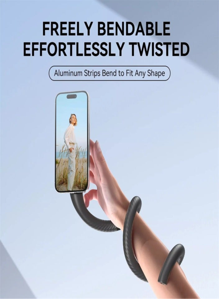 TELESIN Flexible Magnetic Monkey Tail Phone Selfie Stick Holder For Shopping, Treadmill, Stroller Portable Magnetic Safety Stand Selfie Stick, Compatible With Iphone/Android/Go Pro, Etc