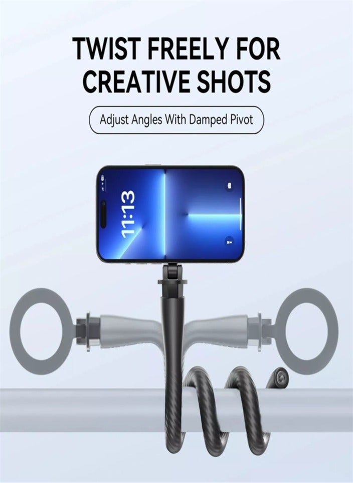 TELESIN Flexible Magnetic Monkey Tail Phone Selfie Stick Holder For Shopping, Treadmill, Stroller Portable Magnetic Safety Stand Selfie Stick, Compatible With Iphone/Android/Go Pro, Etc