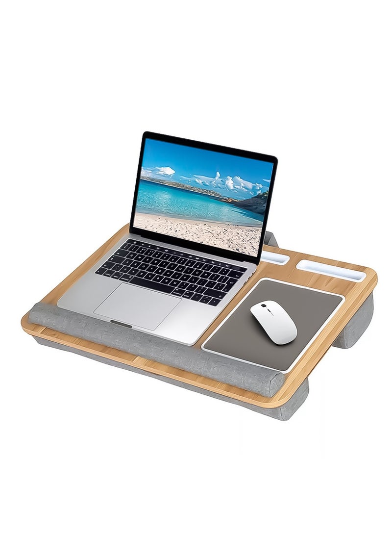 Portable Lap Desk with Carry Strap (Dual Cushions), Green Lion - Grey