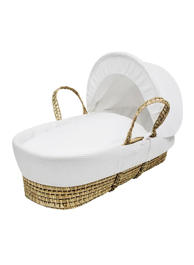 Waffle Palm Moses Basket - White