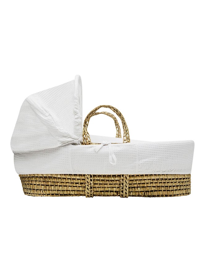 Waffle Palm Moses Basket - White