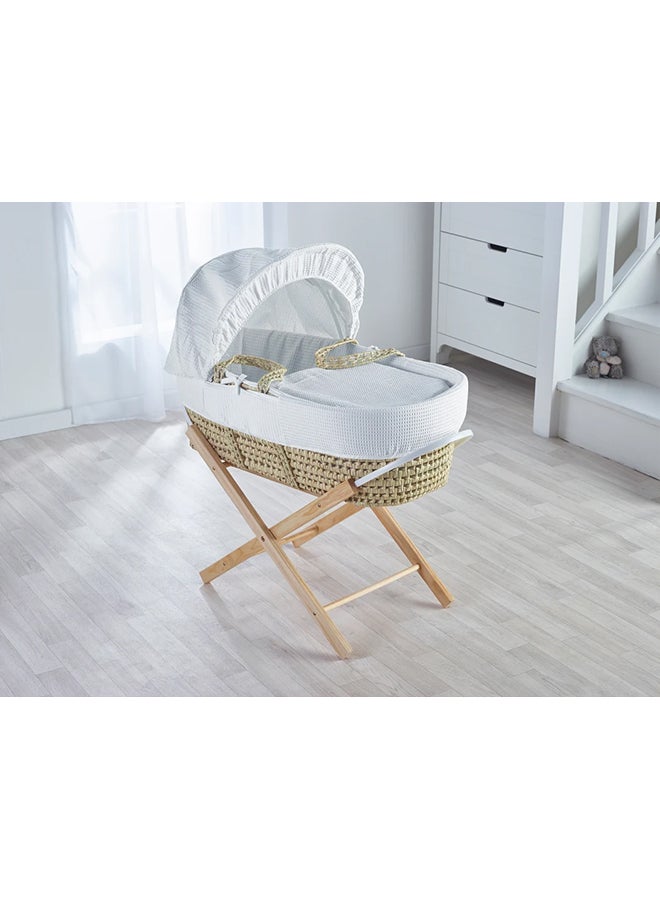 Waffle Palm Moses Basket - White