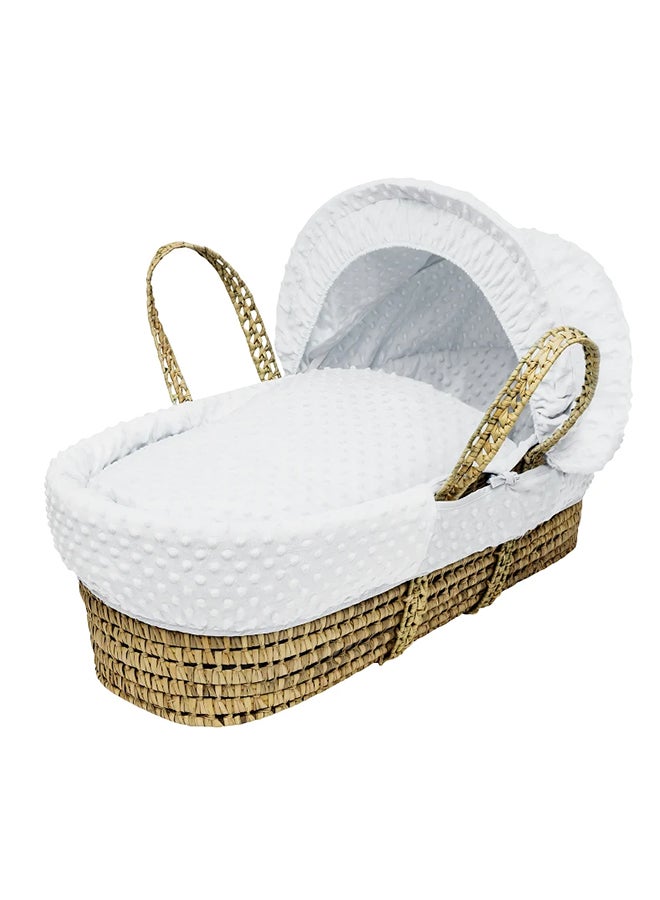 Dimple Palm Moses Basket With Folding Stand - White