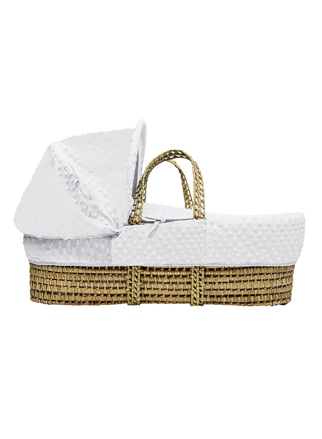 Dimple Palm Moses Basket With Folding Stand - White