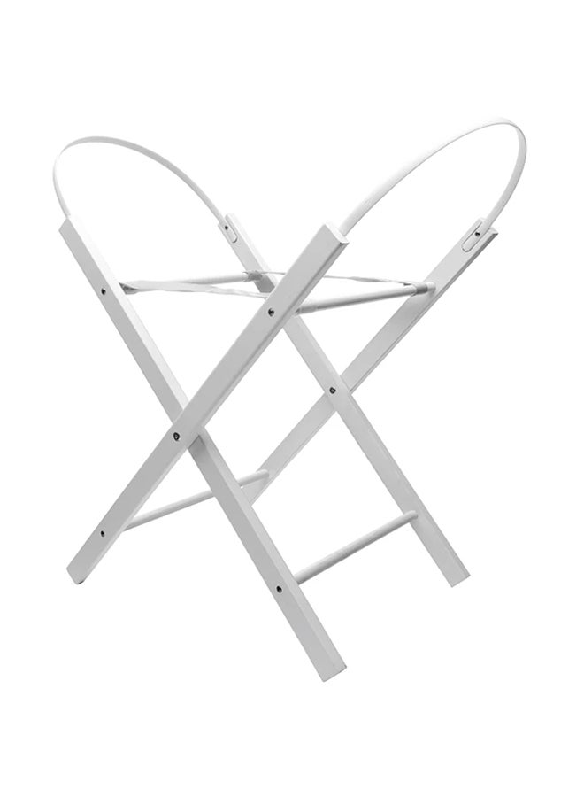 Dimple Palm Moses Basket With Folding Stand - White