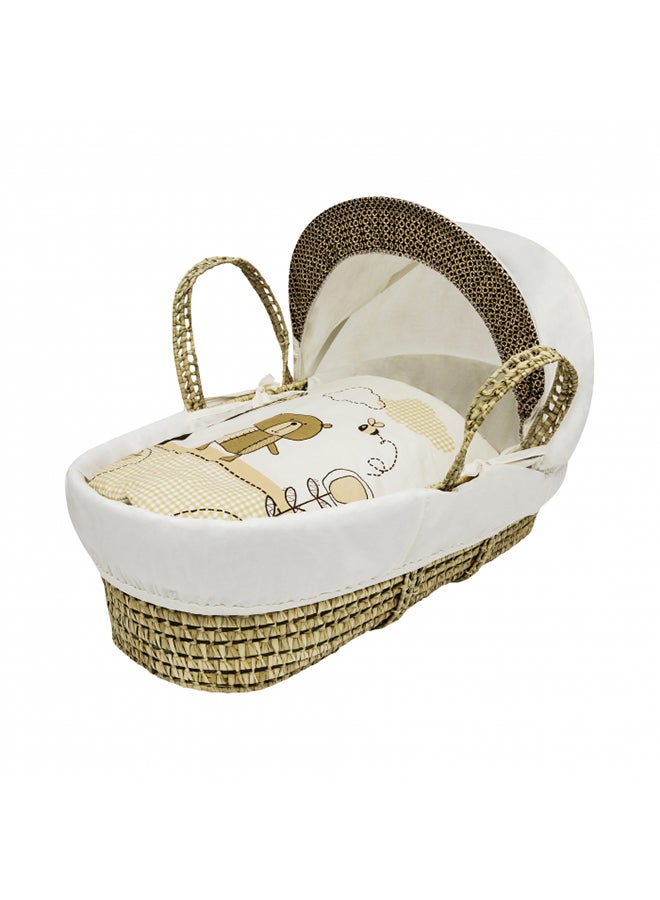 Tiny Ted Palm Moses Basket With Folding Stand