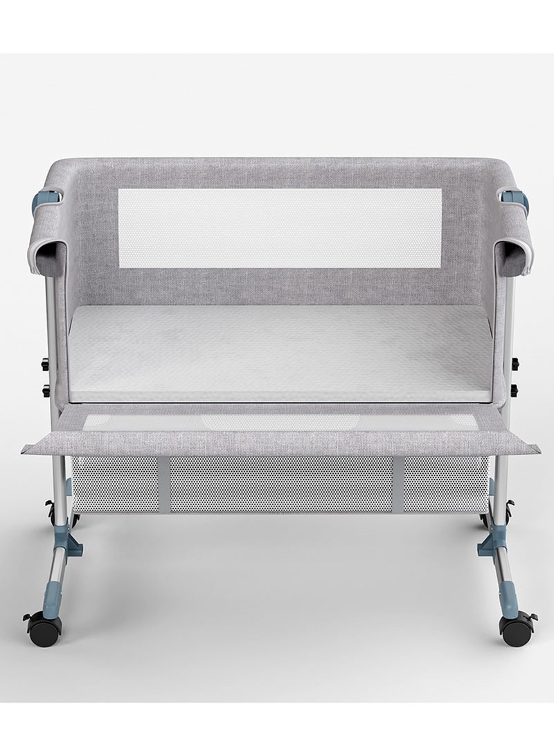 Baby Bedside Crib With Mosquito Net - Grey, 95x60x80 Cm