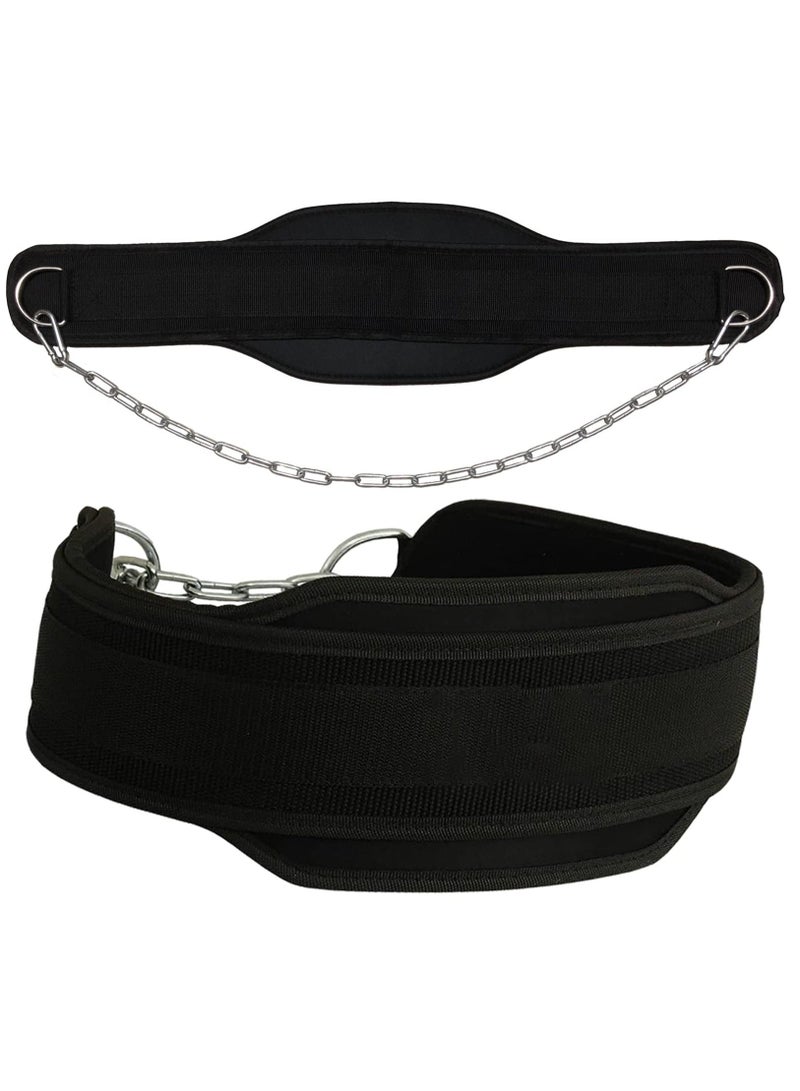 Weight Lifting Belt, Chain Fitness Dip Belt for Weightlifting Neoprene Support Weighted Pull Up Belt With Heavy Duty Steel Chain for Men Added Weight Training, Squat, Deadlift, Bodybuilding
