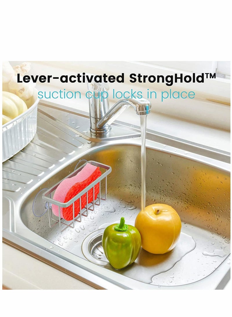 Sink Rag Holder, Kitchen Caddy Organizer Sponge Holders 3-in-1 Adhesive Brush Scrub Dishcloth Rack Hanger Storage Stainless Steel No Drilling Rust Proof