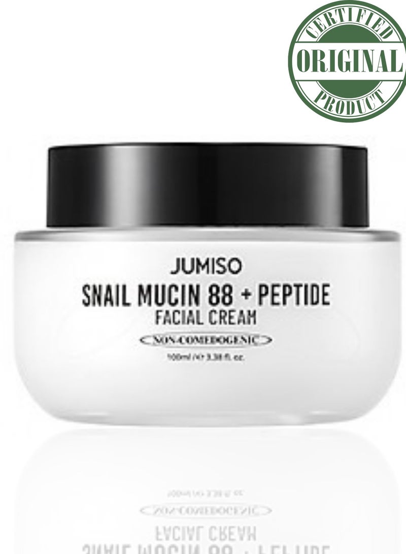 [Jumiso] Snail Mucin 88% + Peptide Cream 100ml | Intensive Hydrating and Anti-Aging Cream with Snail Extract and Peptides for Smooth, Youthful Skin