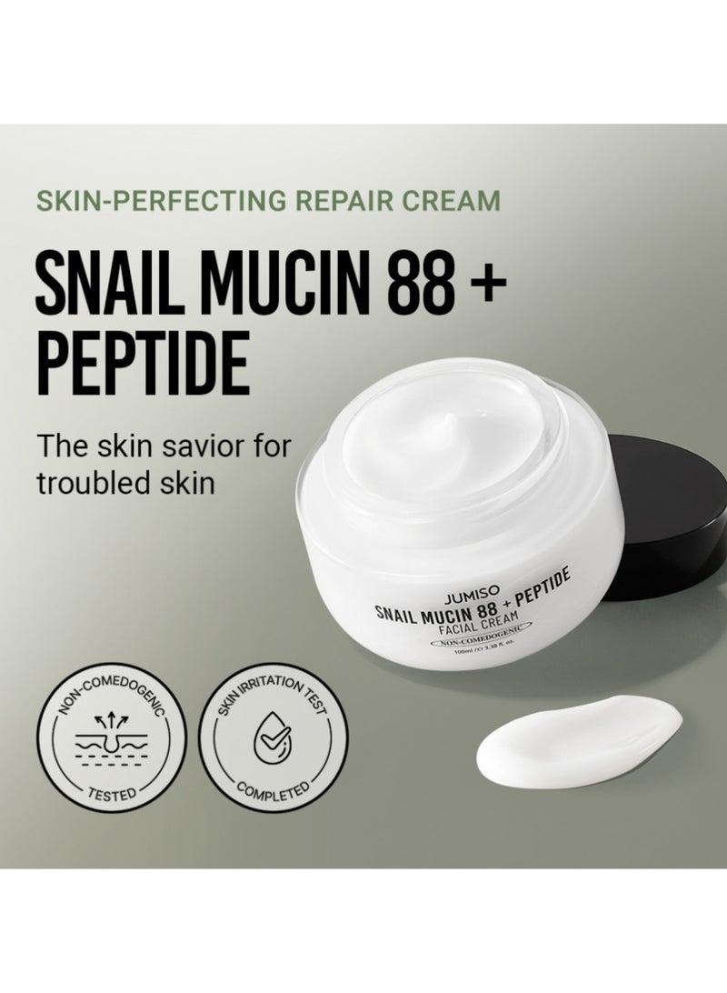 [Jumiso] Snail Mucin 88% + Peptide Cream 100ml | Intensive Hydrating and Anti-Aging Cream with Snail Extract and Peptides for Smooth, Youthful Skin