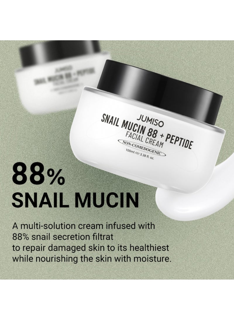 [Jumiso] Snail Mucin 88% + Peptide Cream 100ml | Intensive Hydrating and Anti-Aging Cream with Snail Extract and Peptides for Smooth, Youthful Skin