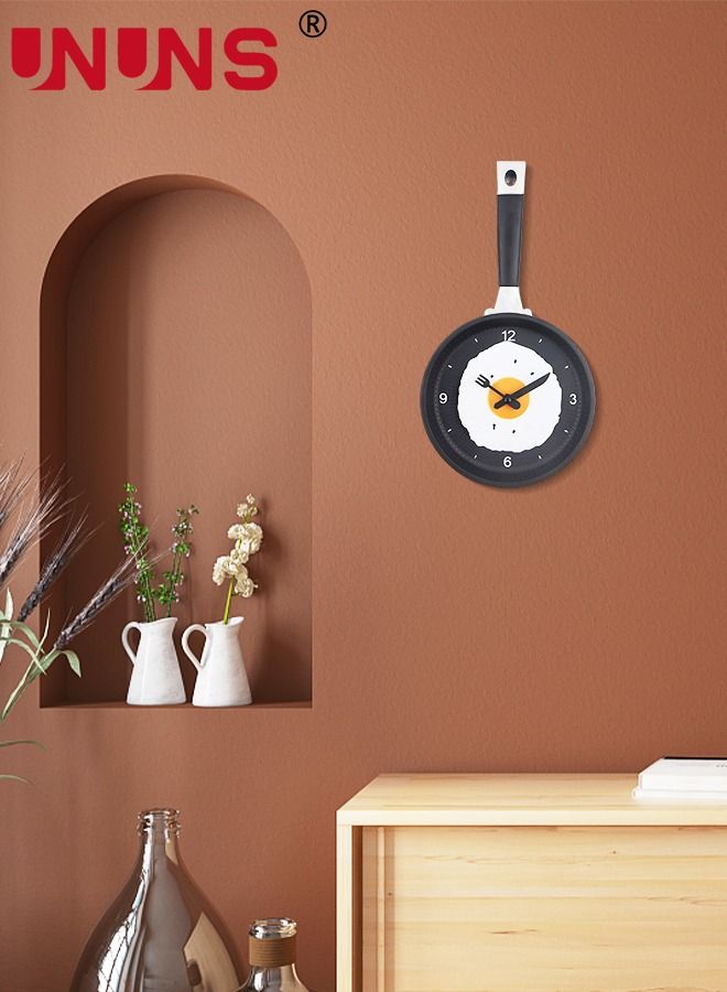 Creative Wall Clock,3D Frying Pan Wall Mounted Clock,Kitchen Decor Fried Egg Shape Pot Design Wall Clock