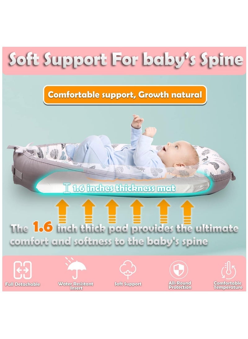 Baby Lounger Baby Nest for Co Sleeping, Portable Infant Crib Bassinet, Breathable Cotton Newborn Bed for Napping and Traveling 0-12 Months