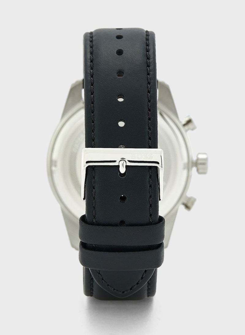 Leather Strap Chronograph Watch