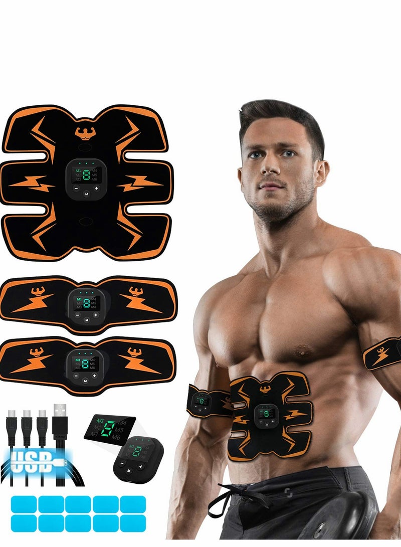 Abdominal Toning Belt with EMS Muscle Stimulator for Home Gym - Abs Trainer with Free Gel Pads - Electrical Muscle Stimulation for Arms and Body