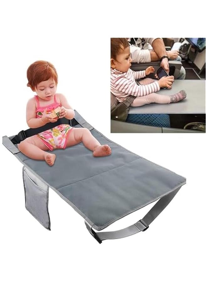 Toddler Airplane Bed, Foldabl Adjustable Lightweight Universal Fit Nylon Kids Airplane Footrest for Trip for Children (Gray)