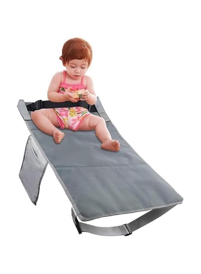 Toddler Airplane Bed, Foldabl Adjustable Lightweight Universal Fit Nylon Kids Airplane Footrest for Trip for Children (Gray)