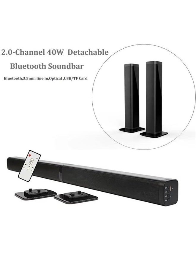 Sound Bar 2.1CH Bluetooth TV Speaker with Subwoofer Optical USB TF Virtual 3D Surround  Home Theater System for TV