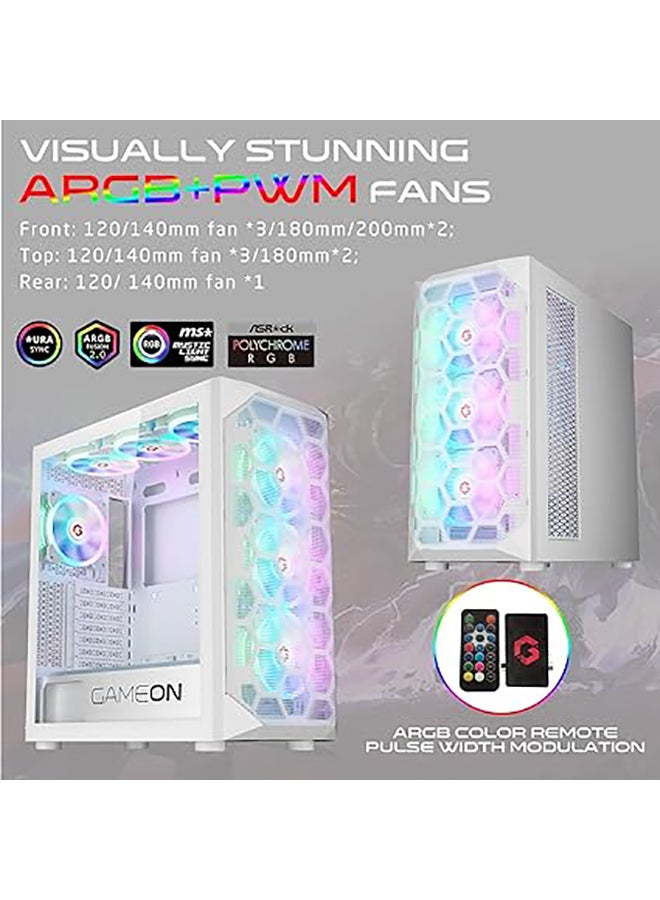 Emperor Arctic I Series Mid Tower Gaming Case - ARGB+Remote, 7 Fans Case White